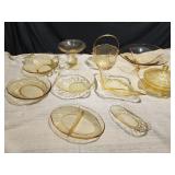 Yellow depression glass & Fostoria Baroque Topaz