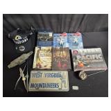 Box of misc, dvds, rams champions hat, toys,