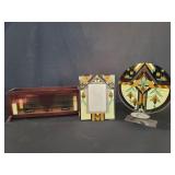 Frank Lloyd Wright  inspired aet glass candle