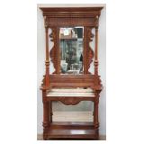 Pulaski oak and marble hall tree with lion motifs