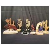 Collection of metal and stone sculptures