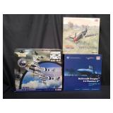 3 die-cast airplane models Corgi, and Hobby master
