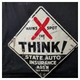 Vintage original double sided metal sign