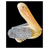 Signed carved pelican sculpture