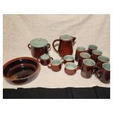 14pc Mid Century Redwing pottery hand painted