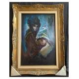 Framed signed figurative oil on board evoking