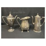 Group of silverplate coffee and creamer pieces
