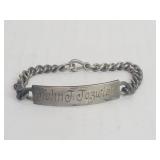WW2 sterling silver identification bracelet