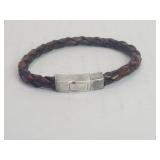 Silver and leather London 1990 bracelet