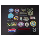 Vintage patches including USS Yorktown,