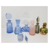 Collection of vintage crystal perfume bottles