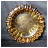 Vintage MCM large amber glass ashtray