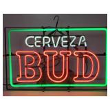 Vintage "Cerveza Bud" neon bar sign