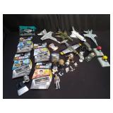 Box of toys, cars, model airplanes, Star Wars, etc