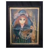 Signed Roger Etienne mixed media on paper dated