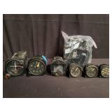 Collection of vintage aviation instruments