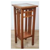 Contemporary mission-style oak veneer plant stand