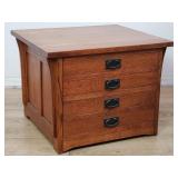 Contemporary mission-style oak veneer end table