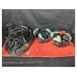 Vintage military aviation headphones and chords