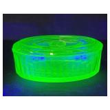 Uranium glass covered bowl