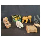 Russian hand painted lacquer box,  stone,