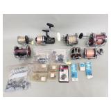 Collection of vintage fishing reels and