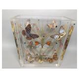 Mid century acrylic waste basket with embedded