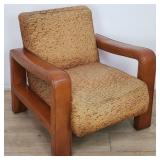 Art deco leather and upholstered club chair