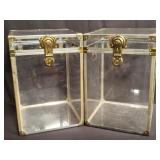 Pair of vintage acrylic and metal trunks with keys