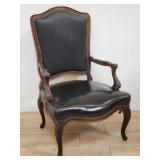 Louis XV-style leather and walnut arm chair