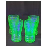 Four vintage uranium glasses