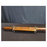 Vintage Indian carved wood and brass carving set