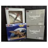 4 die cast model airplanes and banks
