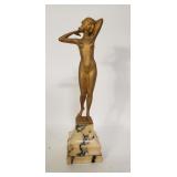 Art Deco spelter sculpture on a marble base