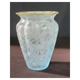Vintage hand blown glass with etched floral motifs