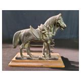 Vintage brass and wood horse letter holder
