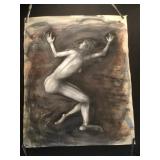 Charcoal & watercolor painting on paper