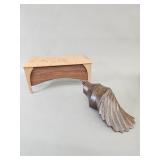 Hand-carved ironwood conch shell and wooden