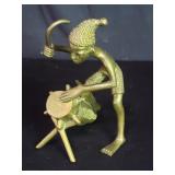 Vintage African brass drummer figurine