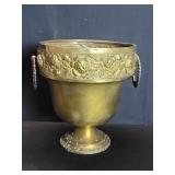 Vintage English brass planter with floral motifs