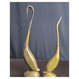 Pair of Mid century brass crane bird figures