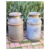 Vintage steel rustic milk jugs
