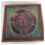 Antique Religious back-lit stained glass panel