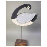 Vintage iron goose on wood base