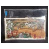 Vintage watercolor on paper depicting Tiki bar