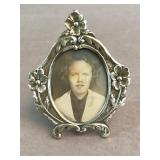 Antique miniature .800 silver picture frame.