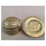 Antique Persian hand-engraved enameled brass