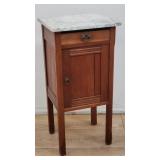 Vintage oak nightstand with marble top