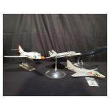 Plastic model combat airplanes and stands