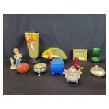 Asian porcelain incense burner,  glass and